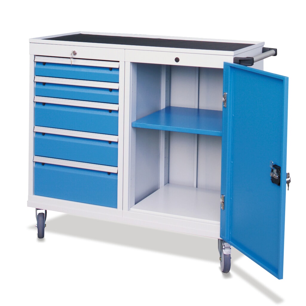 Produktabbildung: Bedrunka+Hirth Werkstattwagen, Schrank, 5 Schubladen, TK 500 kg