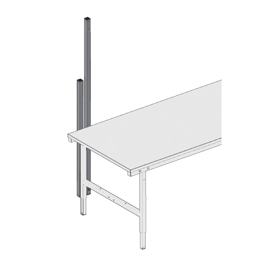 2 lange Befestigungsholme für Rocholz Packtisch, HxBxT 1.770 x 40 x 40 mm, 1.085 mm über der Tischplatte Produktabbildung Nr. 2: 2 lange Befestigungsholme für Rocholz Packtisch, HxBxT 1.770 x 40 x 40 mm, 1.085 mm über der Tischplatte
