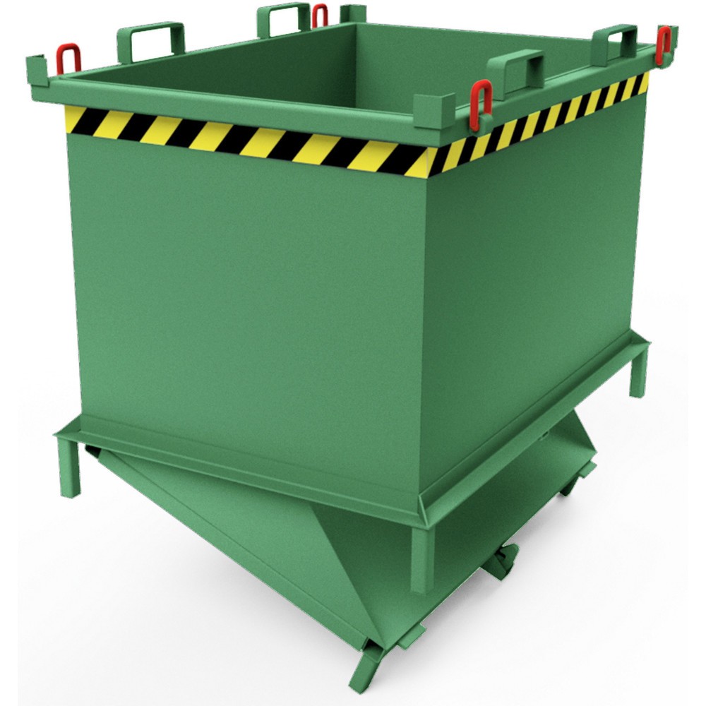 N° de l'image du produit 3 : Benne à fond basculant avec déclenchement automatique, avec pieds, volume 2 m³, vert réséda