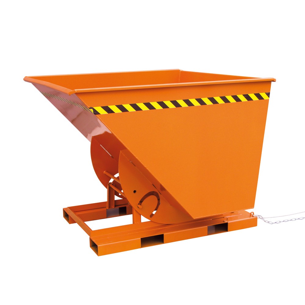 Illustration du produit: Benne basculante Eichinger® hauteur de construction élevée, basculable transversalement au sens de la marche et dans le sens de la marche, 1 000 kg, 300 litres, orangé pur