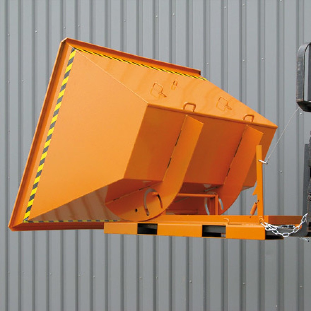 N° de l'image du produit 2 : Benne basculante Eichinger® hauteur de construction élevée, basculable transversalement au sens de la marche et dans le sens de la marche, 1 000 kg, 300 litres, orangé pur