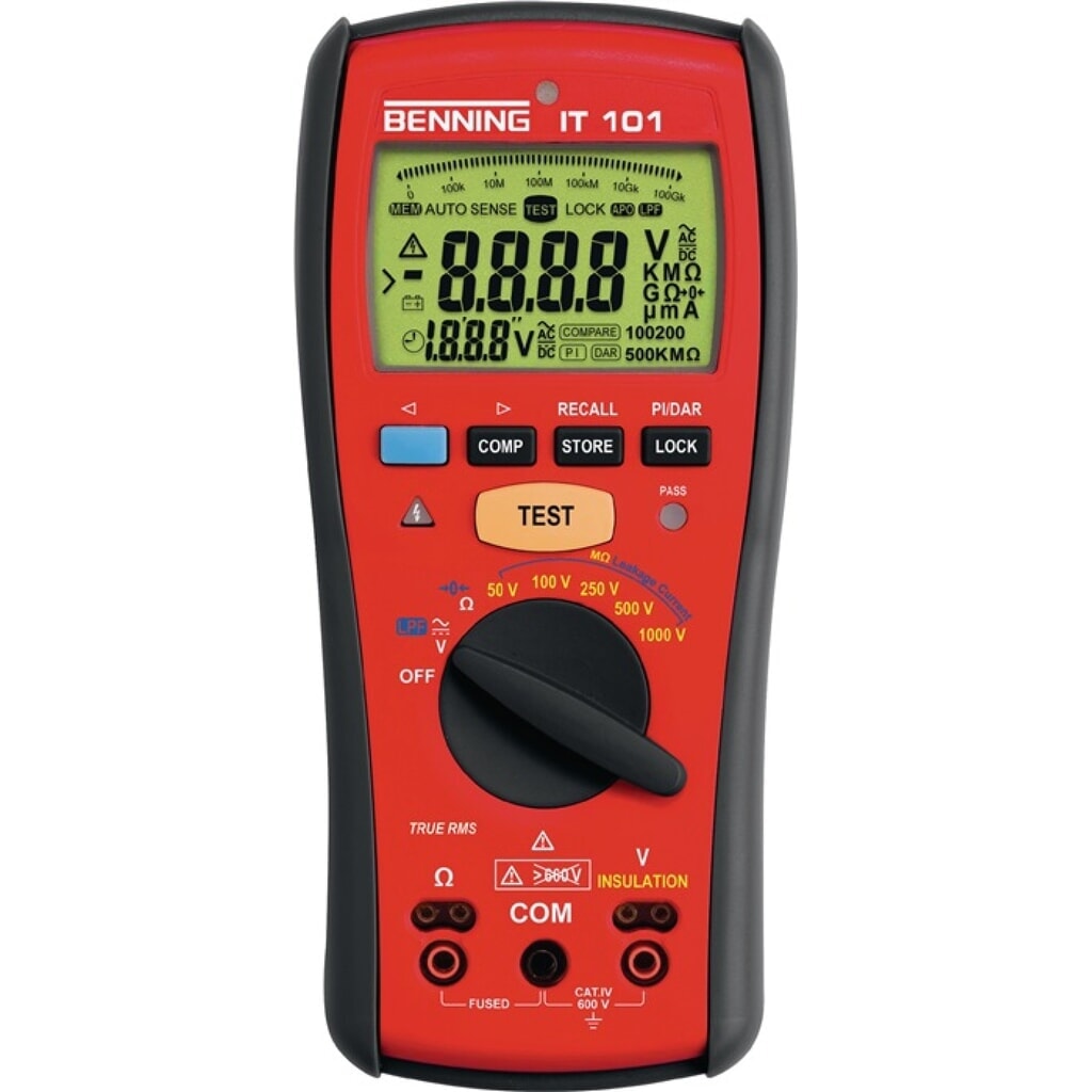 BENNING Isolations-/Widerstandsmessgerät IT 101 0,1 V-600 V AC/DC V 1kΩ-20GΩ Produktabbildung: BENNING Isolations-/Widerstandsmessgerät IT 101 0,1 V-600 V AC/DC V 1kΩ-20GΩ