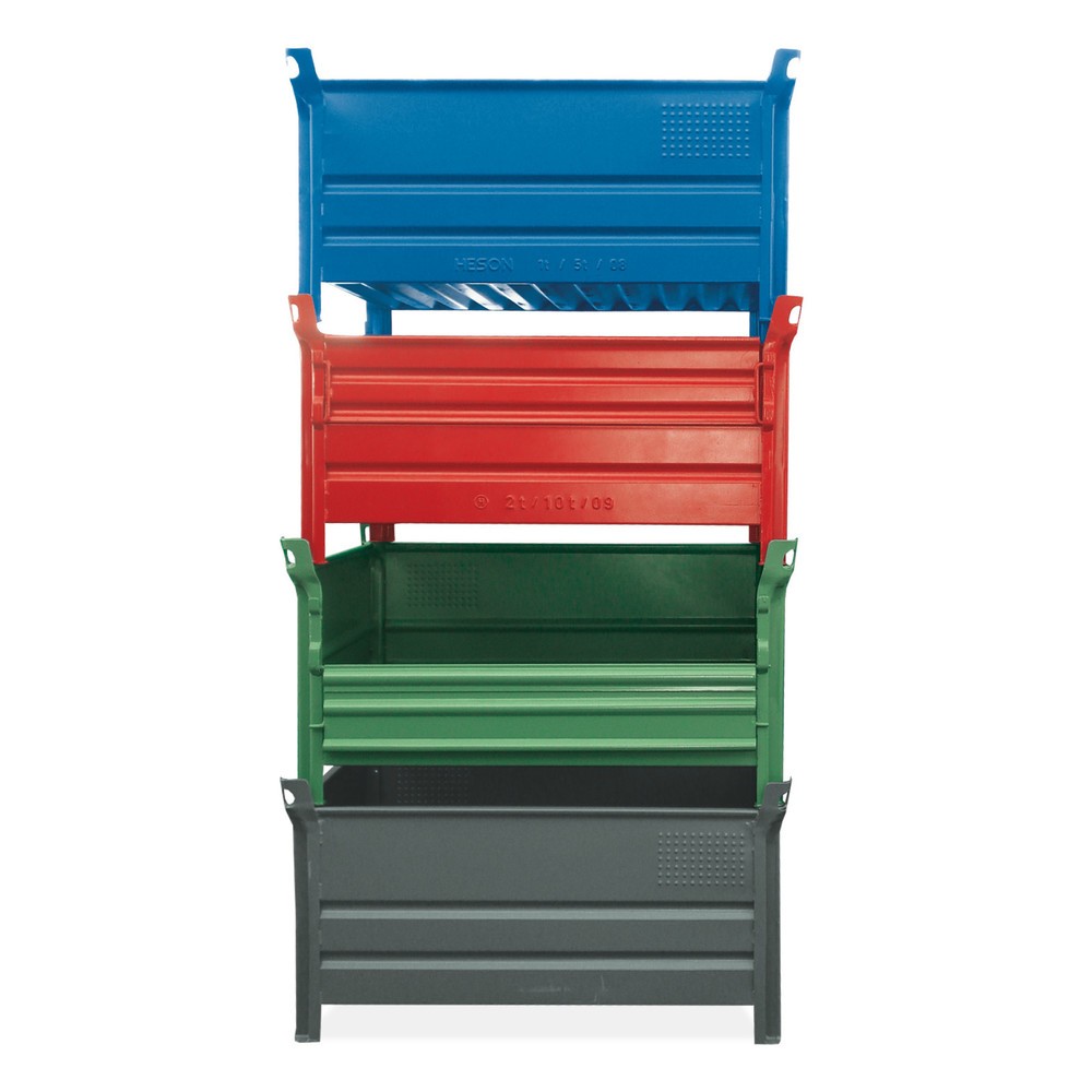 Illustration du produit: Berceau empilable HESON®, avec ½ clapet plein, capacité de charge 1 000 kg, l x P 800 x 500 mm, rouge