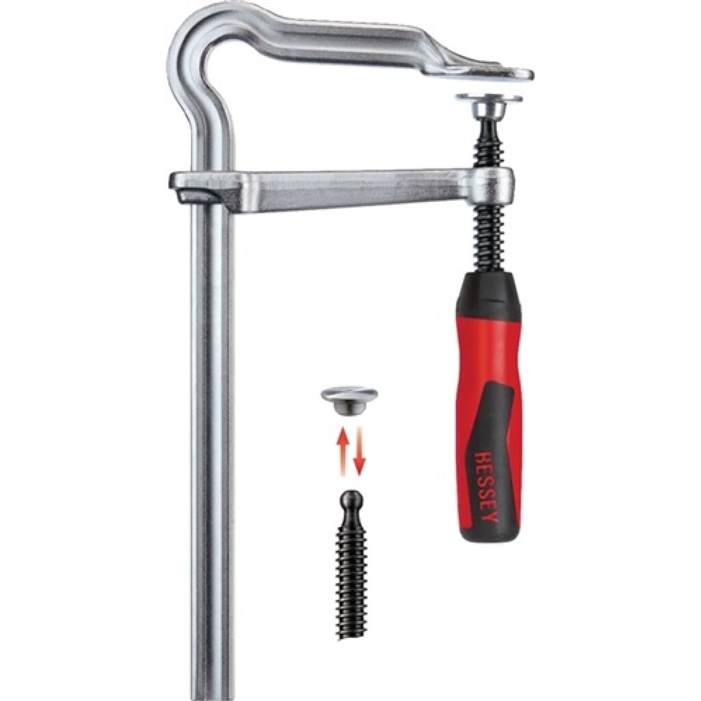 Ganzstahlschraubzwinge OMEGA Spann-W.160mm A.80mm 2-K-Griff BESSEY Produktabbildung: Ganzstahlschraubzwinge OMEGA Spann-W.160mm A.80mm 2-K-Griff BESSEY