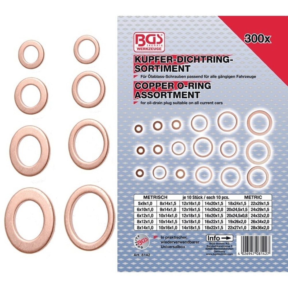 Produktabbildung: BGS Dichtringsortiment, 300-teilig