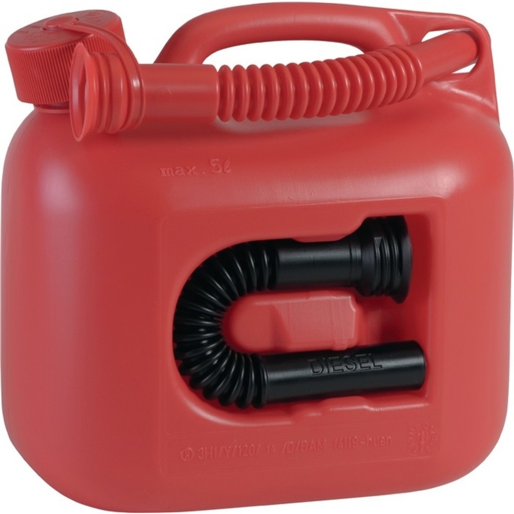 Illustration du produit: Bidon pour carburant Premium contenu 5 l noir 2 tubes verseurs L265xl147xH247 mm
