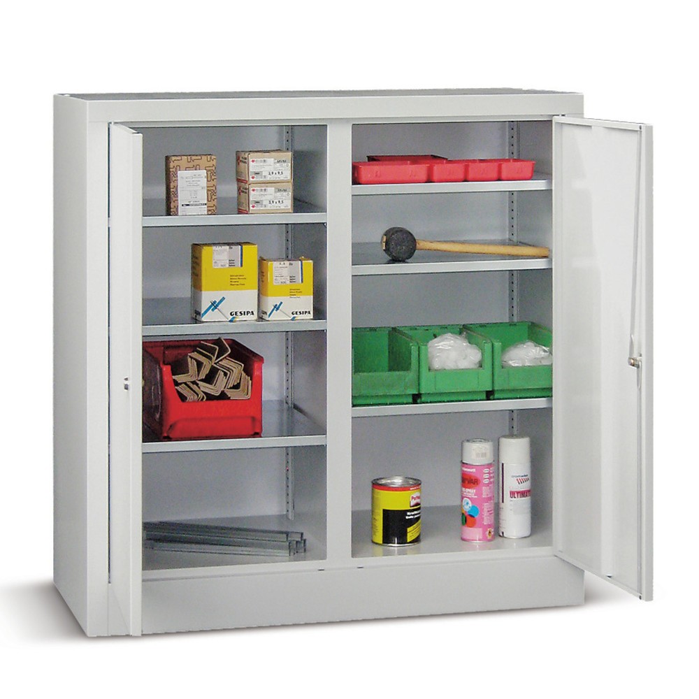Product afbeelding: Kantoorkast PAVOY met 6 legborden, hxbxd 1.000 x 1.000 x 500 mm, scheidingswand, lichtgrijs, lichtgrijs