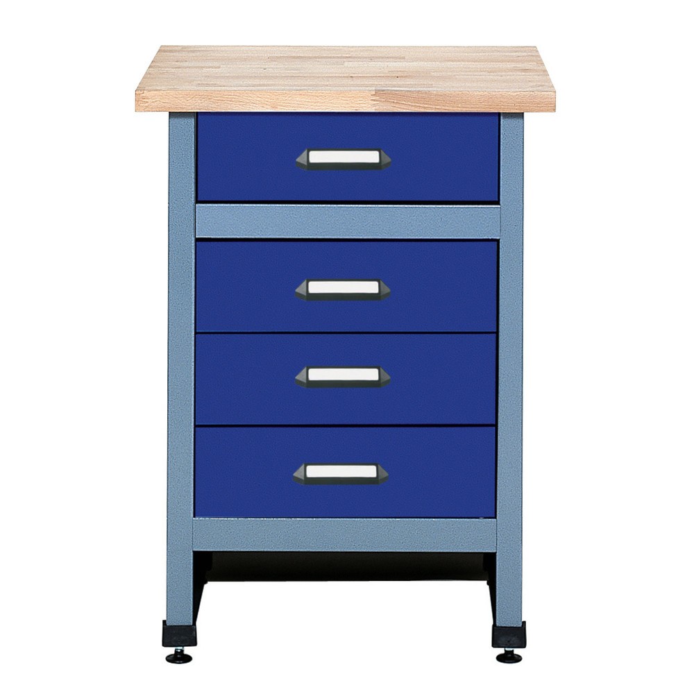 Product afbeelding: Bijzettafel voor werkbank met 4 lades, bxd 600 x 600 mm, blauw