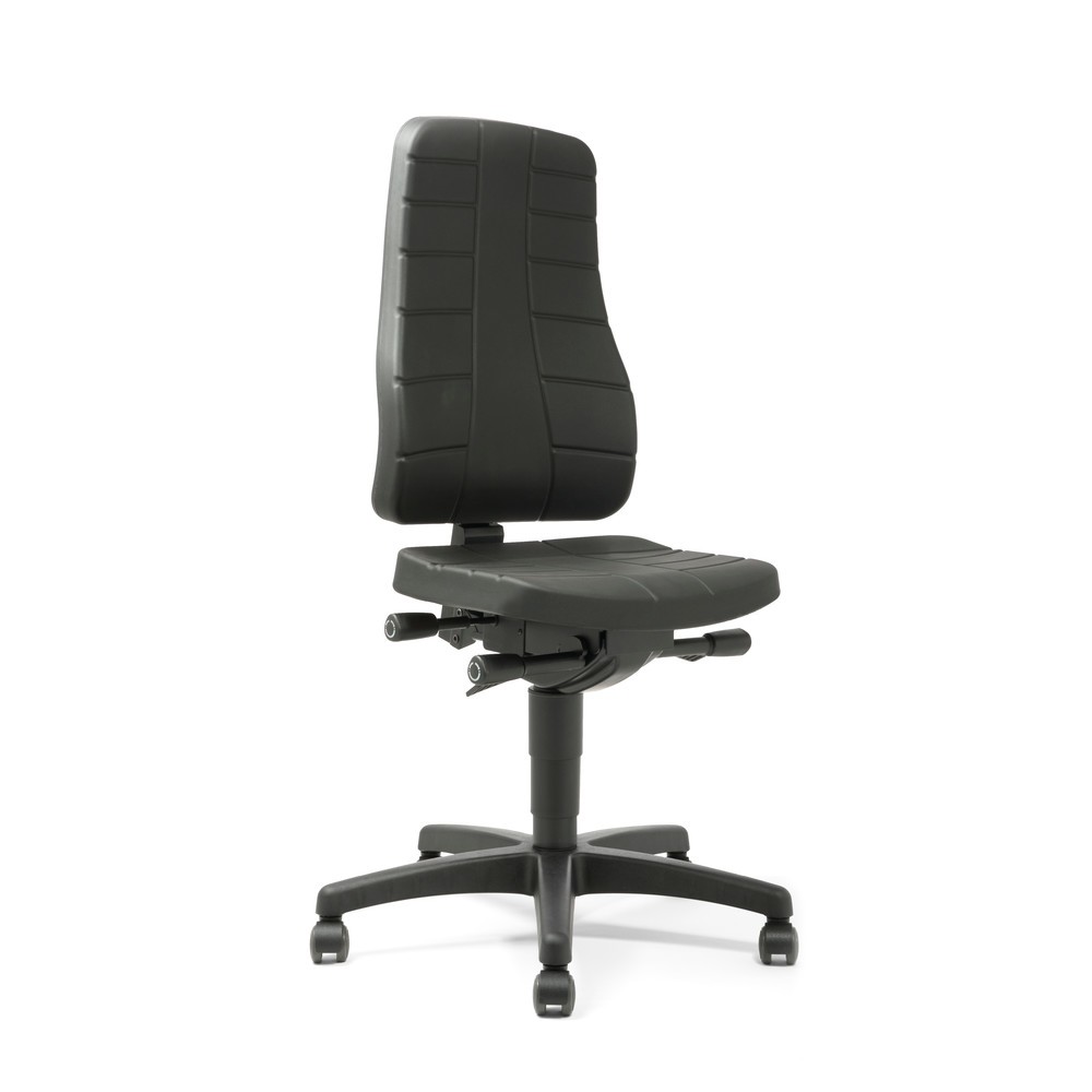 Produktabbildung: bimos Arbeitsdrehstuhl All-In-One Highline, PU-Schaum, mit Rollen, schwarz