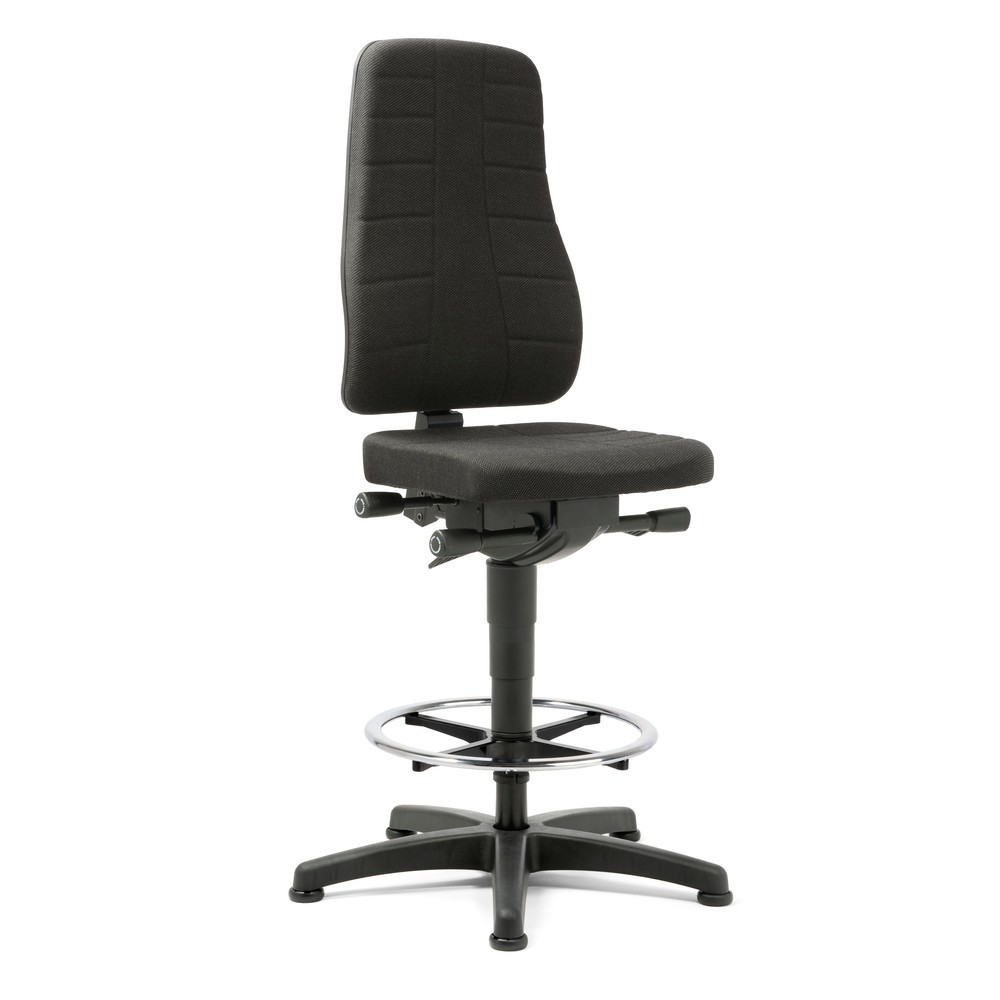 Produktabbildung: bimos Arbeitsdrehstuhl All-In-One Highline, Stoff, mit Bodengleitern + Fußring, schwarz