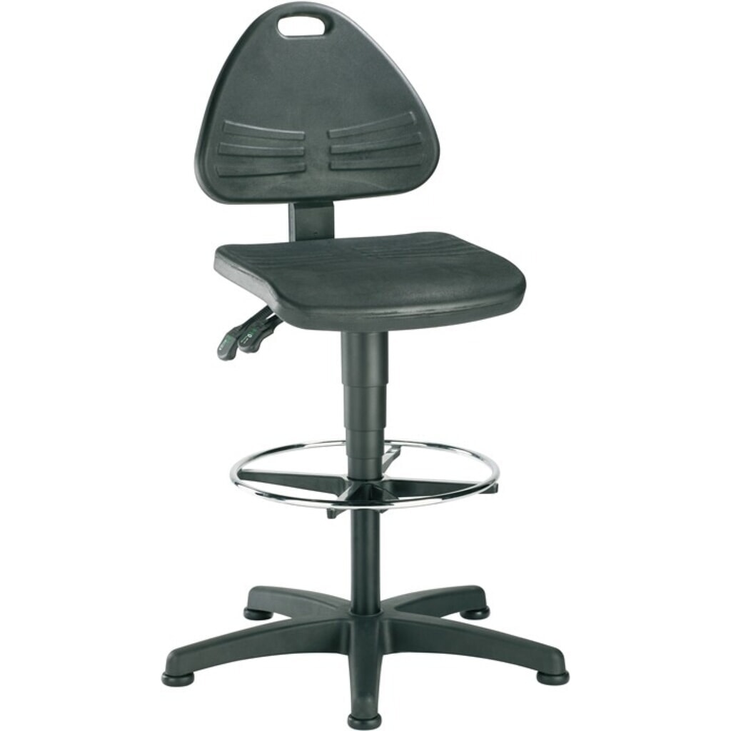 Produktabbildung: bimos  Arbeitsdrehstuhl ISITEC, Integralschaum schwarz, Bodengleiter + Fußring, 580-850 mm