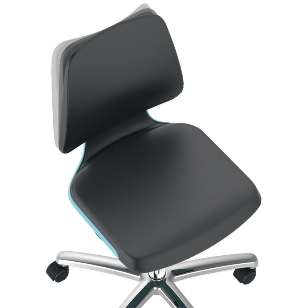 Produktabbildung Nr. 5: bimos  Arbeitsdrehstuhl Labsit, Integralschaum schwarz, Rollen Sitzschale blau, 450-650 mm
