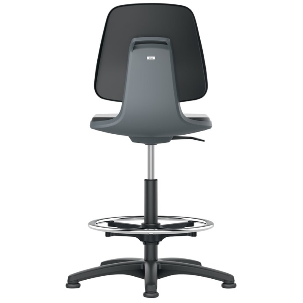 Produktabbildung: bimos  Arbeitsdrehstuhl Labsit, Sitzschale anthrazit Integralschaum, Bodengleiter + Fußring, schwarz 520-770 mm