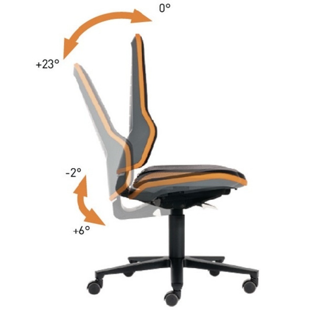 Produktabbildung: bimos Arbeitsdrehstuhl Neon, ohne Polsterelement blau, Rollen, 450-620 mm Synchrontechnik