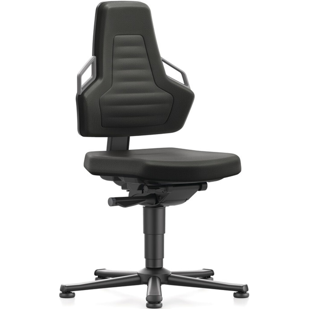 bimos Arbeitsdrehstuhl Nexxit, Integralschaum schwarz, Bodengleiter, Grifffarbe grau 450-600 mm Produktabbildung: bimos Arbeitsdrehstuhl Nexxit, Integralschaum schwarz, Bodengleiter, Grifffarbe grau 450-600 mm