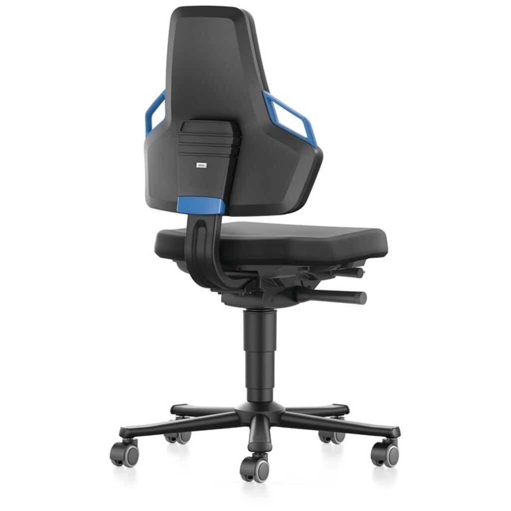 Produktabbildung Nr. 4: bimos Arbeitsdrehstuhl Nexxit, Integralschaum schwarz, Rollen, Grifffarbe blau 450-600 mm