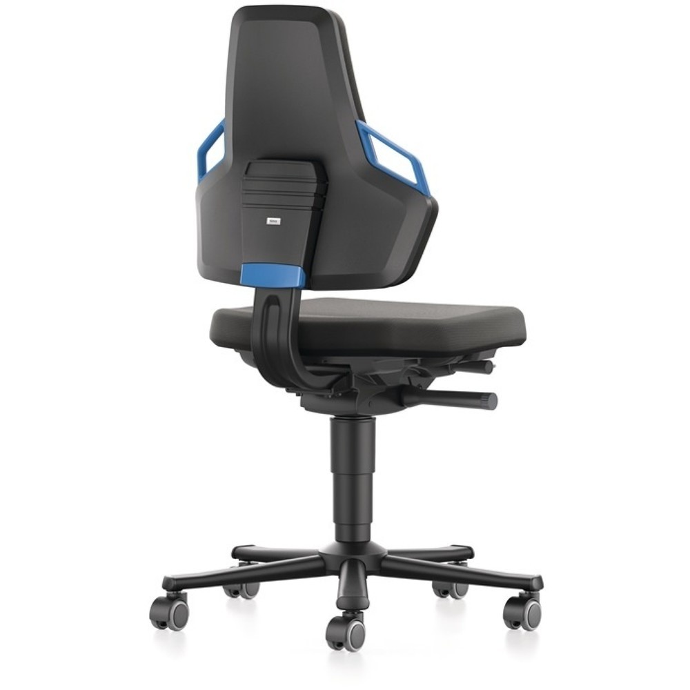 Produktabbildung Nr. 1: bimos Arbeitsdrehstuhl Nexxit, Supertec-Gewebe schwarz, Rollen, Grifffarbe blau 450-600 mm