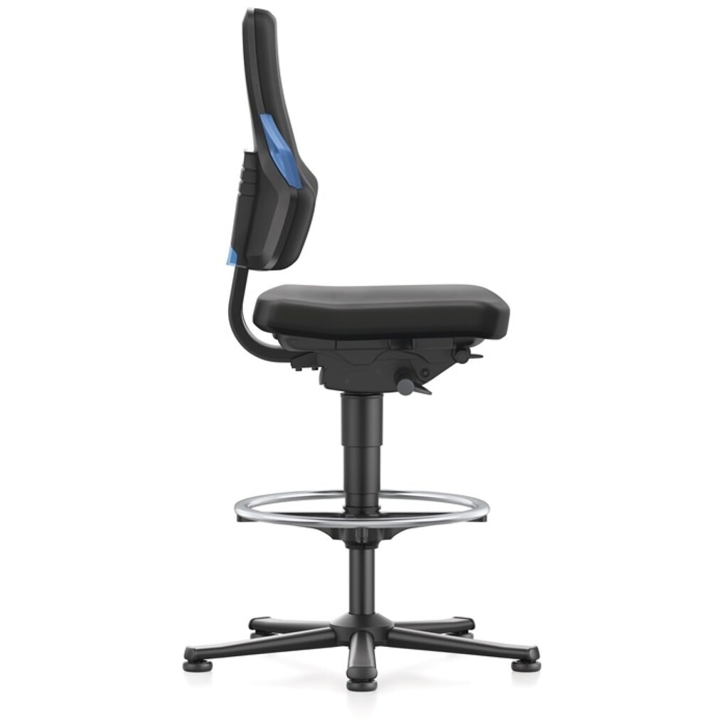 Produktabbildung Nr. 4: bimos Arbeitsdrehstuhl Nexxit, Integralschaum schwarz, Bodengleiter + Fußring, Grifffarbe blau 570-820 mm