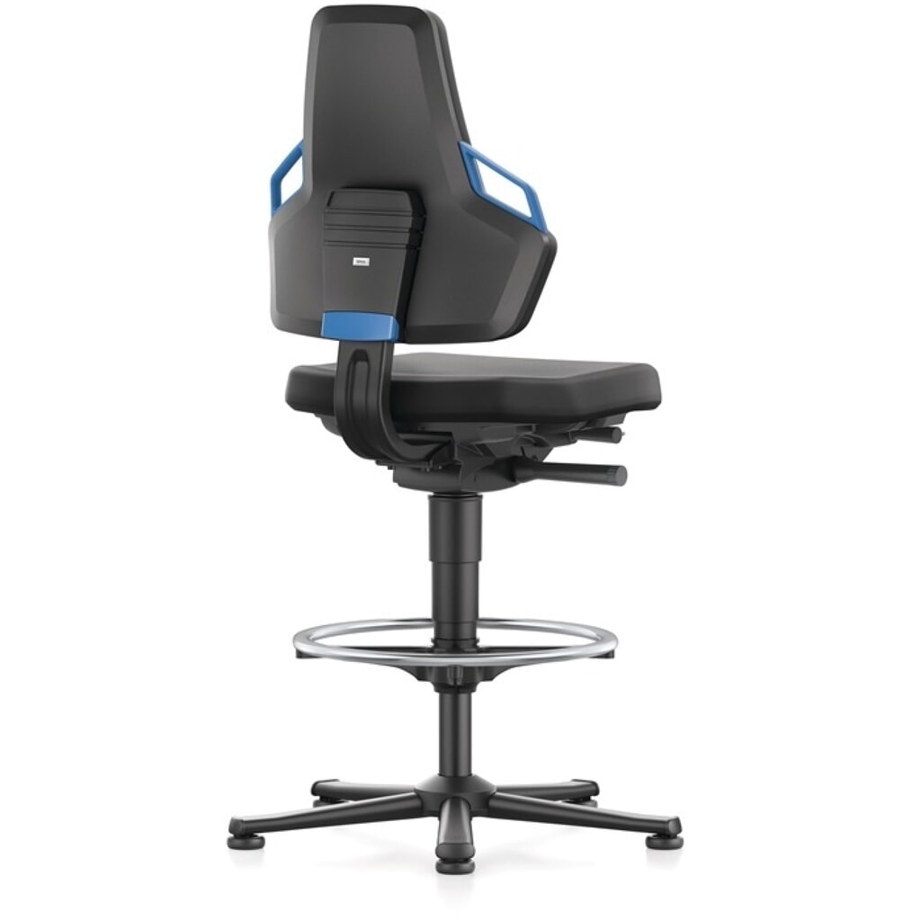 Produktabbildung Nr. 5: bimos Arbeitsdrehstuhl Nexxit, Integralschaum schwarz, Bodengleiter + Fußring, Grifffarbe blau 570-820 mm