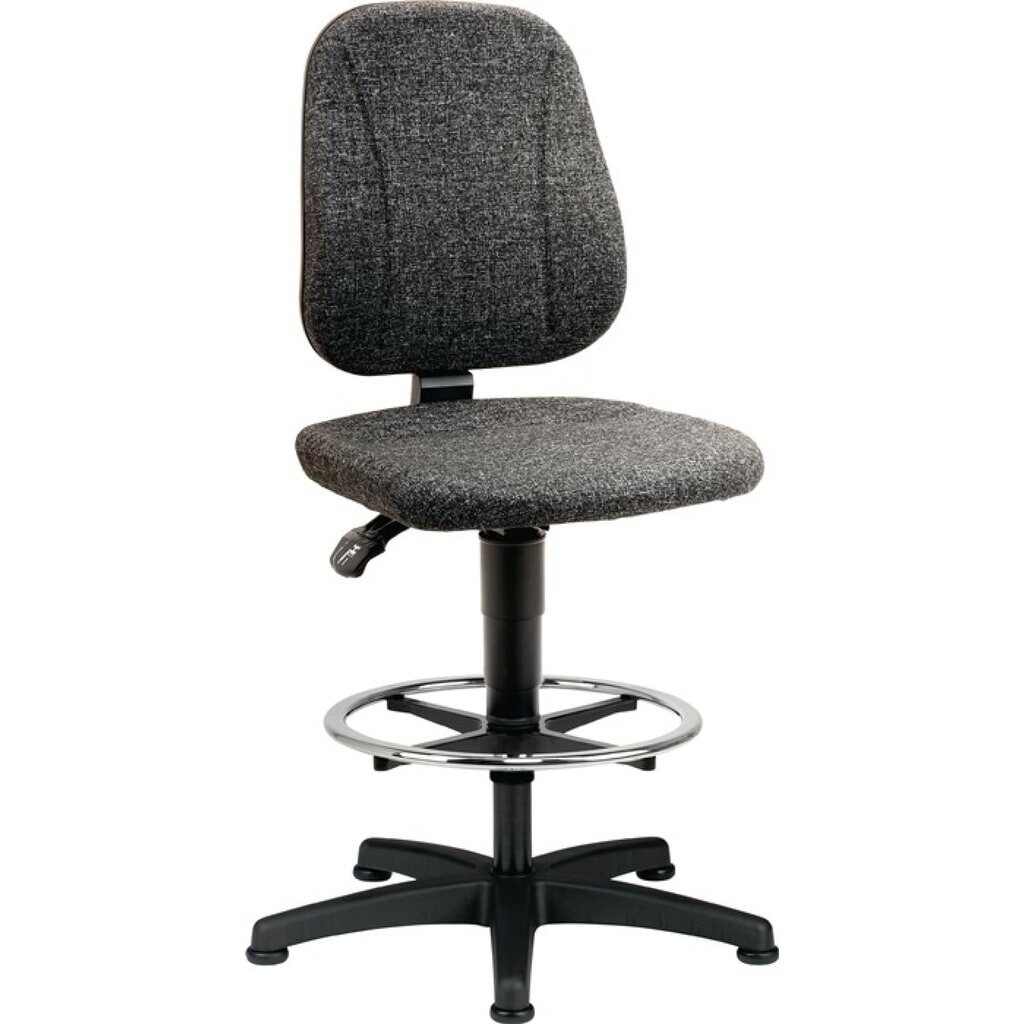 Produktabbildung: bimos Arbeitsdrehstuhl Unitec, Stoffpolster grau, Bodengleiter + Fußring, 580-850 mm