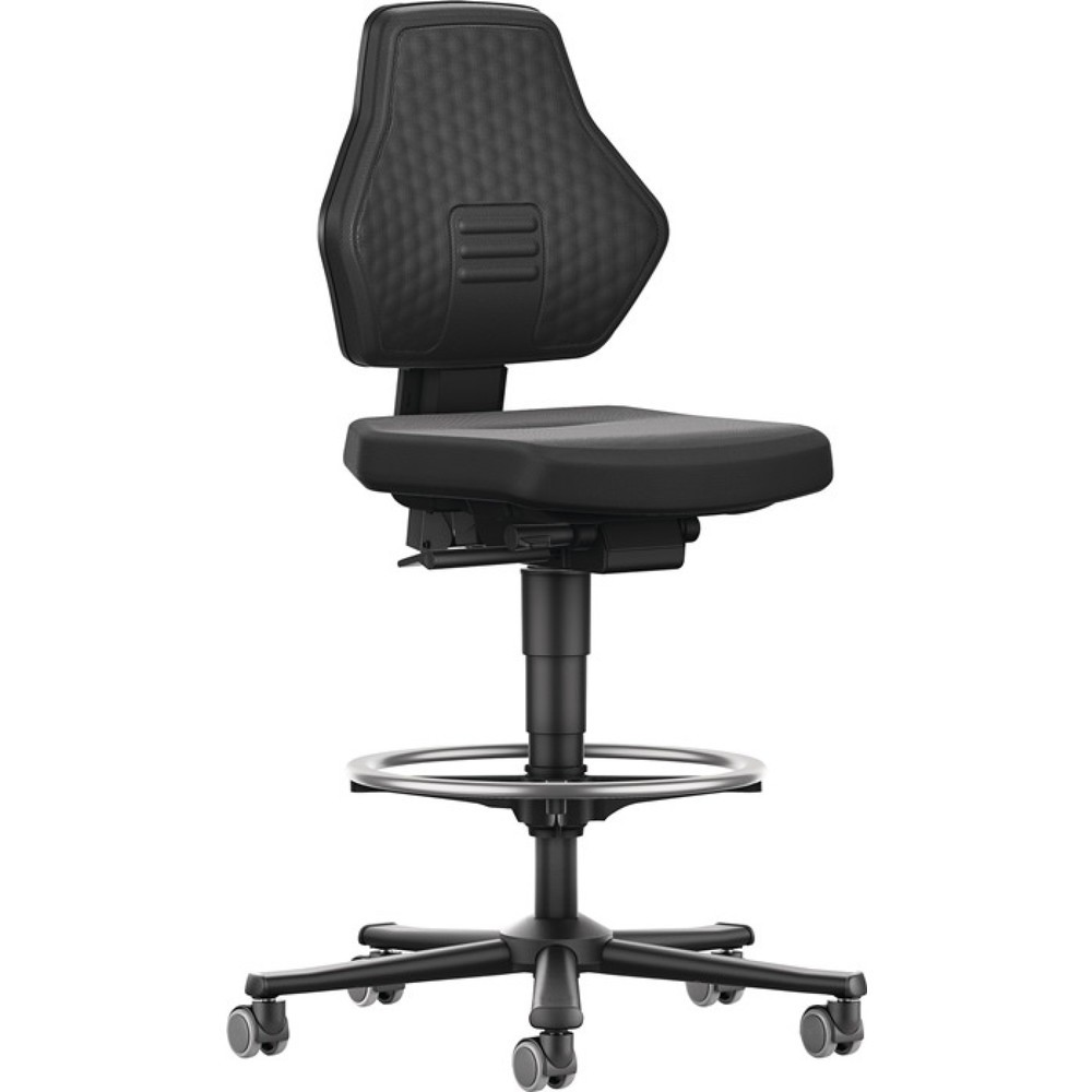 Illustration du produit: Chaise de travail pivotante bimos Air Flow, tissu Supertec noir, roulettes + anneau repose-pieds, 610-890 mm