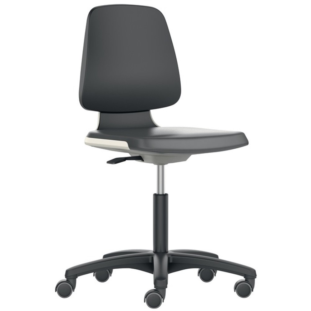 Illustration du produit: Chaise de travail pivotante bimos Labsit, tissu Supertec noir, roulettes coque d'assise anthracite, 450-650 mm