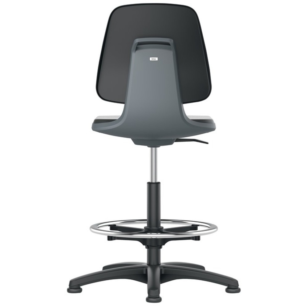 N° de l'image du produit 1 : Chaise de travail pivotante bimos Labsit, coque d'assise anthracite mousse intégrale, patins + anneau repose-pieds, noir 520-770 mm