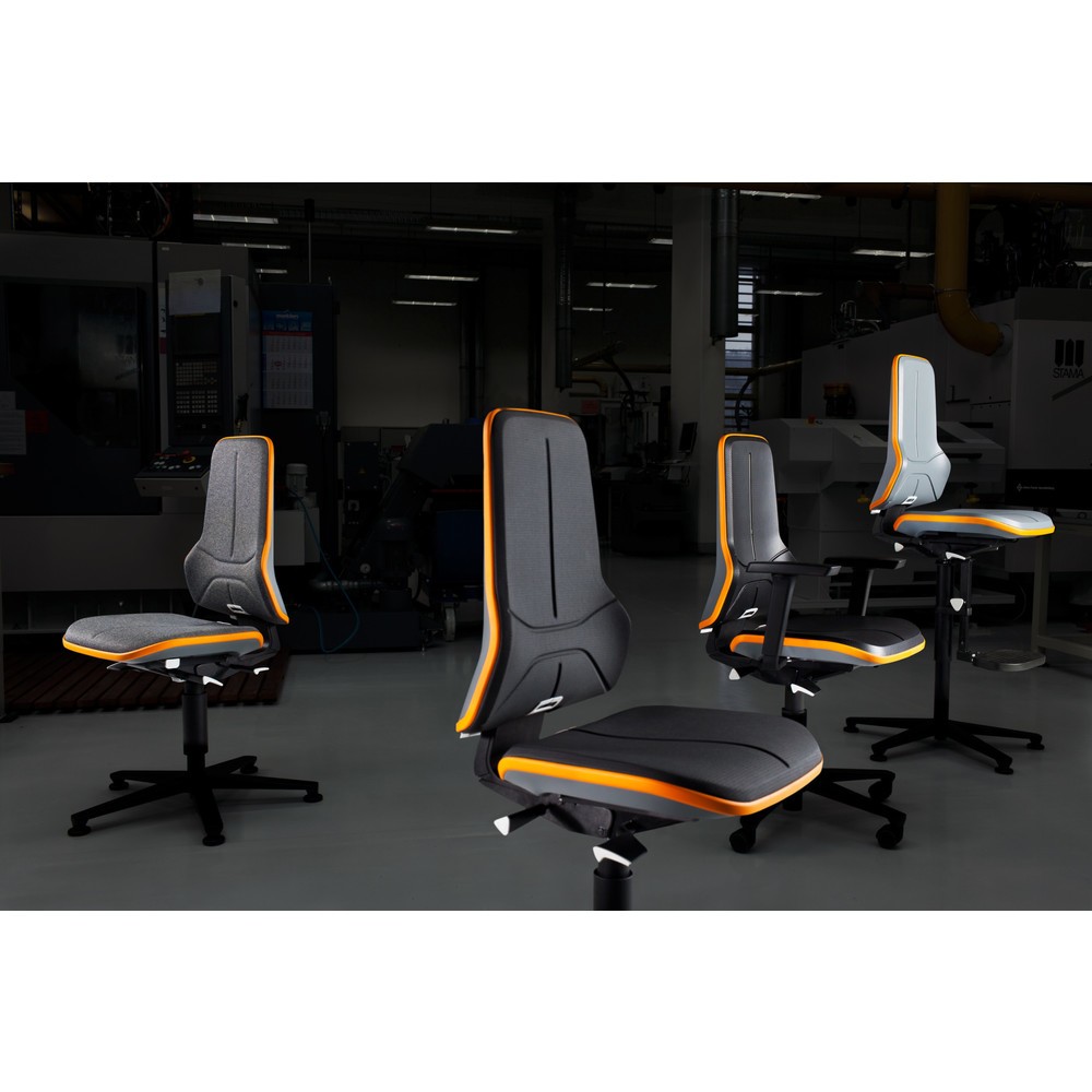 N° de l'image du produit 9 : Chaise de travail pivotante bimos Neon, sans élément de rembourrage bleu, roulettes, 450-620 mm système synchrone