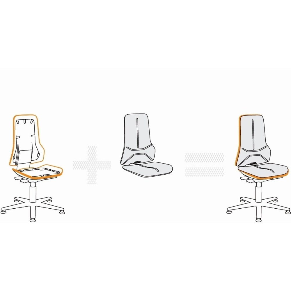 N° de l'image du produit 12 : Chaise de travail pivotante bimos Neon, sans élément de rembourrage bleu, roulettes, 450-620 mm système synchrone
