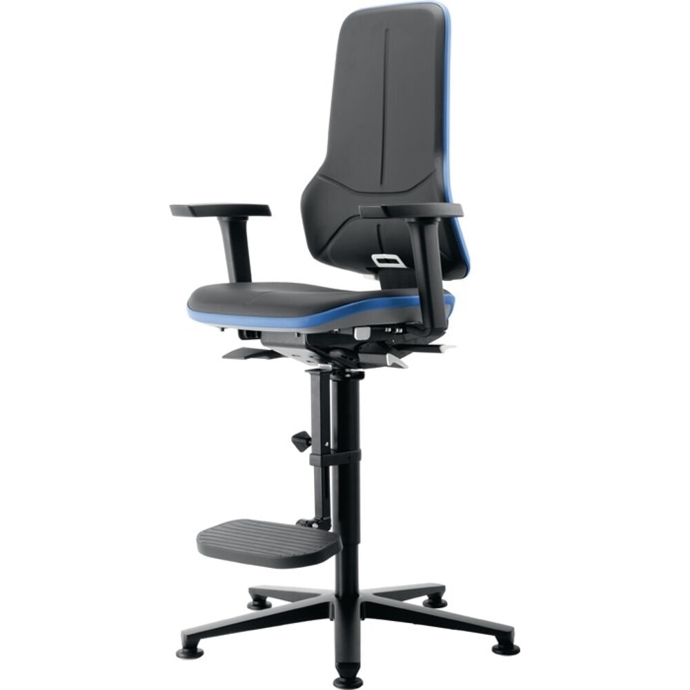 N° de l'image du produit 1 : Chaise de travail pivotante bimos Neon, sans élément de rembourrage gris, patins + aide à la montée, système synchrone système synchrone