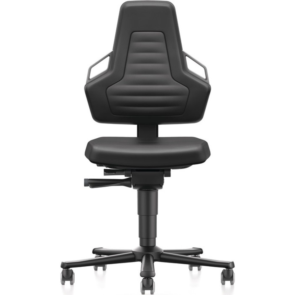 N° de l'image du produit 3 : Chaise de travail pivotante bimos Nexxit, mousse intégrale noir, roulettes, couleur de la poignée gris 450-600 mm