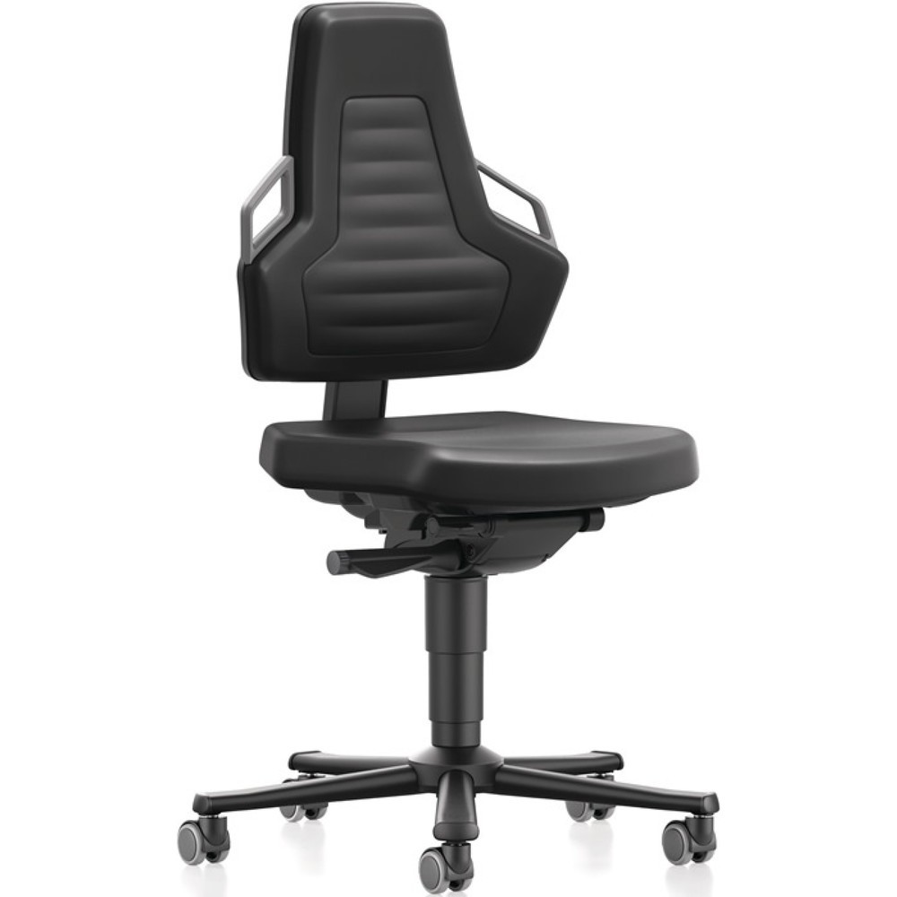 N° de l'image du produit 1 : Chaise de travail pivotante bimos Nexxit, mousse intégrale noir, roulettes, couleur de la poignée gris 450-600 mm