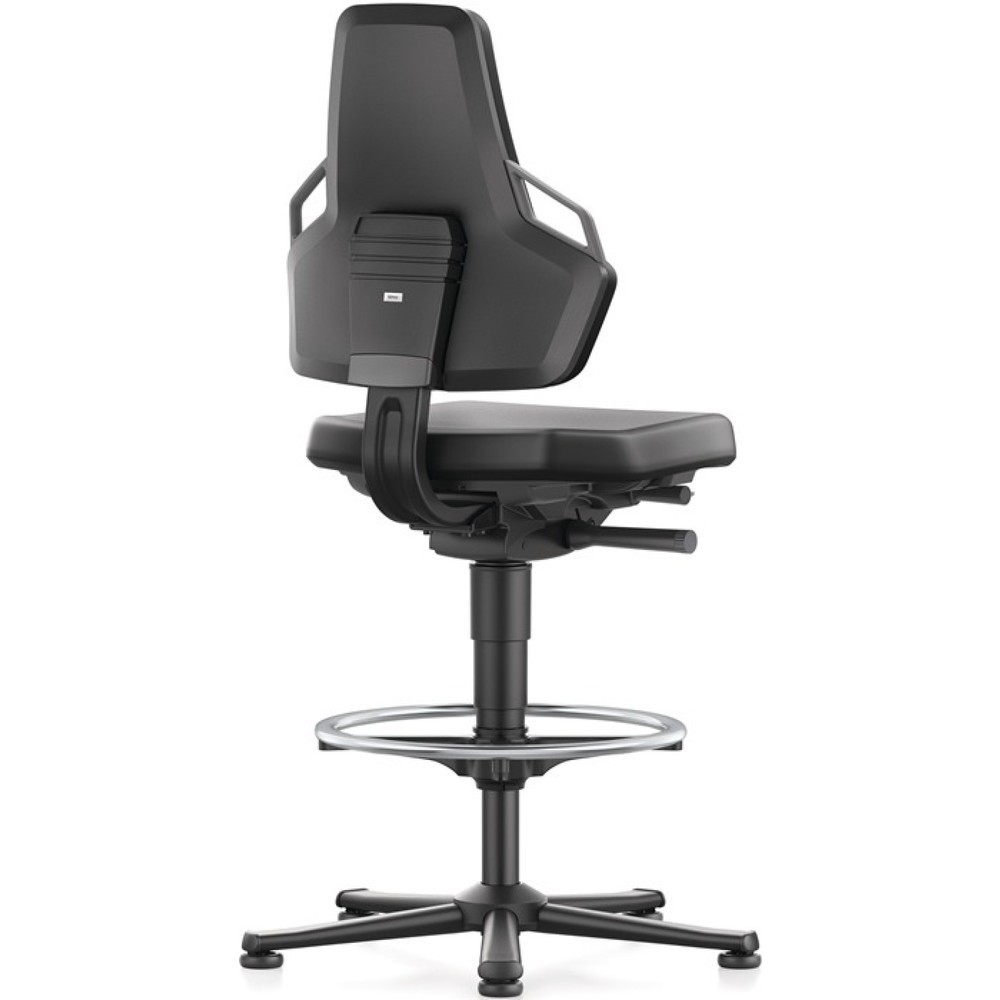 N° de l'image du produit 2 : Chaise de travail pivotante bimos Nexxit, mousse intégrale noir, patins + anneau repose-pieds, couleur de la poignée gris 570-820 mm