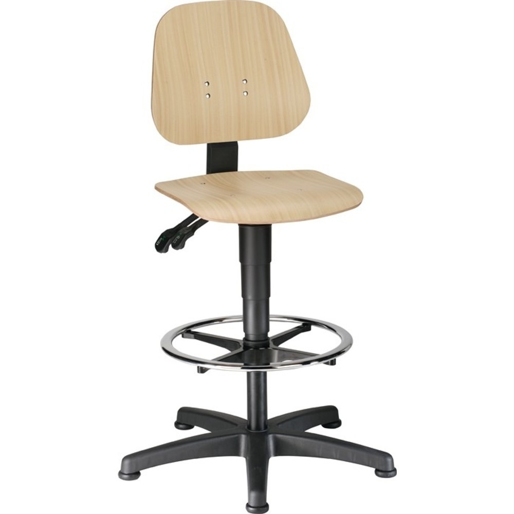 Illustration du produit: Chaise de travail pivotante bimos Unitec, hêtre, patins + anneau repose-pieds, 580-850 mm
