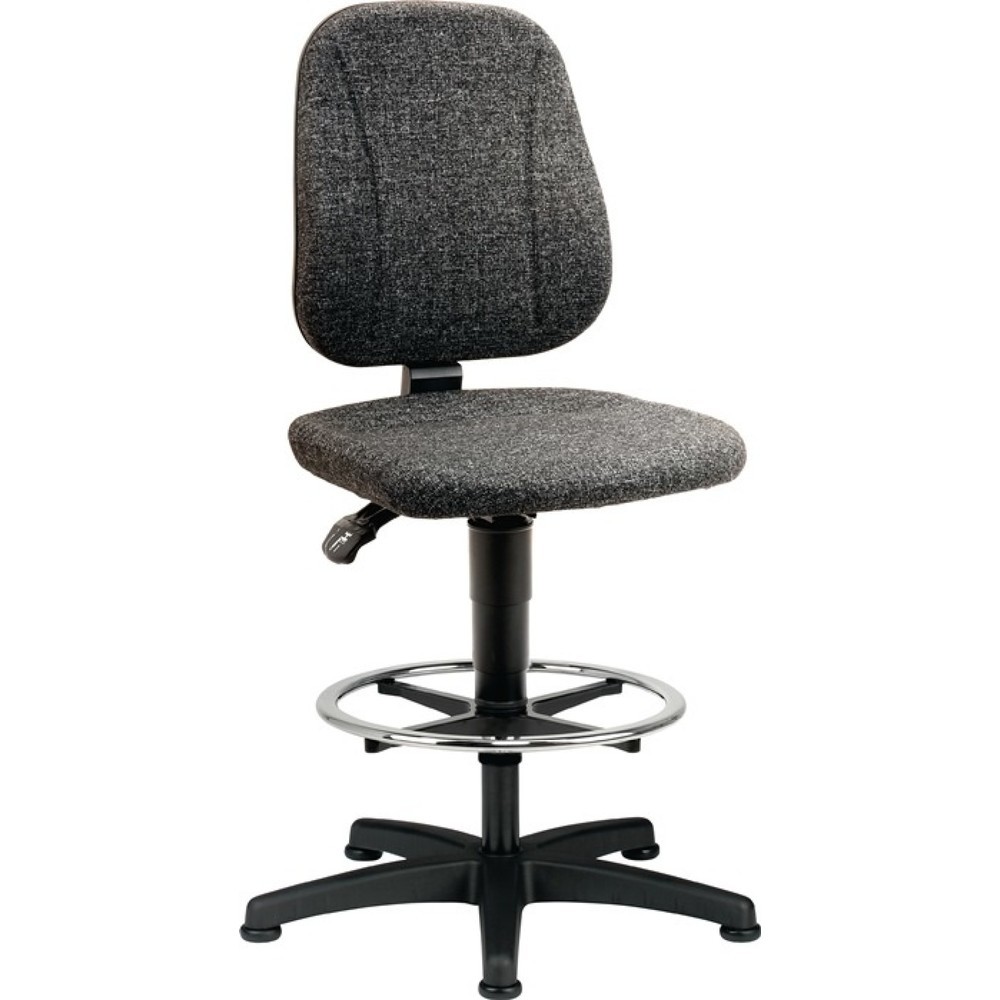Illustration du produit: Chaise de travail pivotante bimos Unitec, rembourrage en tissu gris, patins + anneau repose-pieds, 580-850 mm