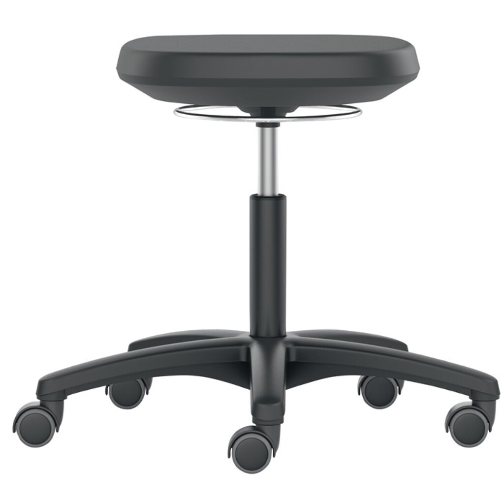 bimos Drehhocker Labsit, Integralschaum, Rollen, Sitzhöhenverstellung 450-650 mm Produktabbildung: bimos Drehhocker Labsit, Integralschaum, Rollen, Sitzhöhenverstellung 450-650 mm