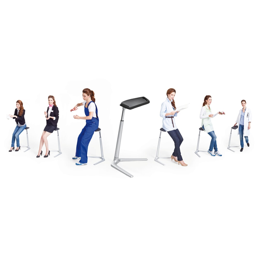 N° de l'image du produit 9 : Assis-debout bimos, hauteur d'assise réglable 620-850 mm, mousse intégrale, aluminium argenté