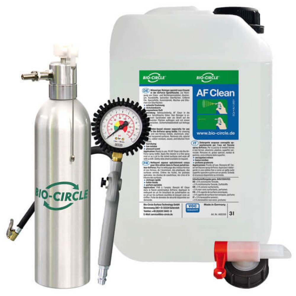 Produktabbildung: BIO-CIRCLE AIR FORCE Starterset, Air Force + 3 l AF Clean + Reifenfüller mit Adapter + Ablass-Hahn