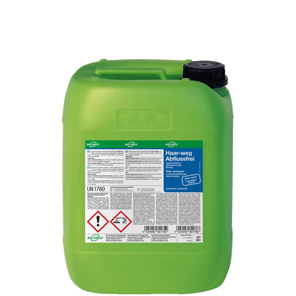 Produktabbildung Nr. 1: BIO-CIRCLE Rohreiniger Haar-weg-Abflussfrei, 10-l-Kanister