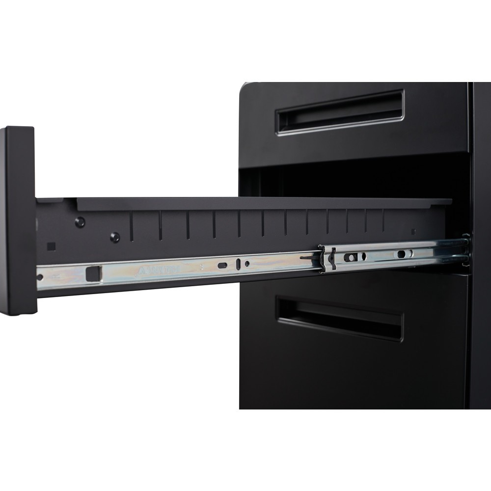 Produktabbildung Nr. 6: BISLEY Büromöbel-Set Easy Starter, elektrisch höhenverstellbarer Tisch 160 x 80 cm, schwarz, walnuss, Rollcontainer schwarz mit 1 Schublade + 1 Hängeregisterlade