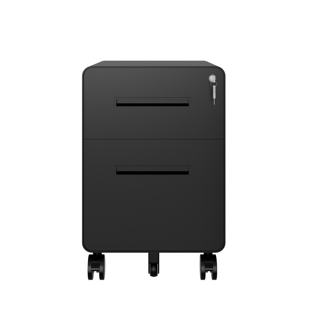 Produktabbildung Nr. 12: BISLEY Büromöbel-Set Easy Starter, elektrisch höhenverstellbarer Tisch 160 x 80 cm, schwarz, walnuss, Rollcontainer schwarz mit 1 Schublade + 1 Hängeregisterlade