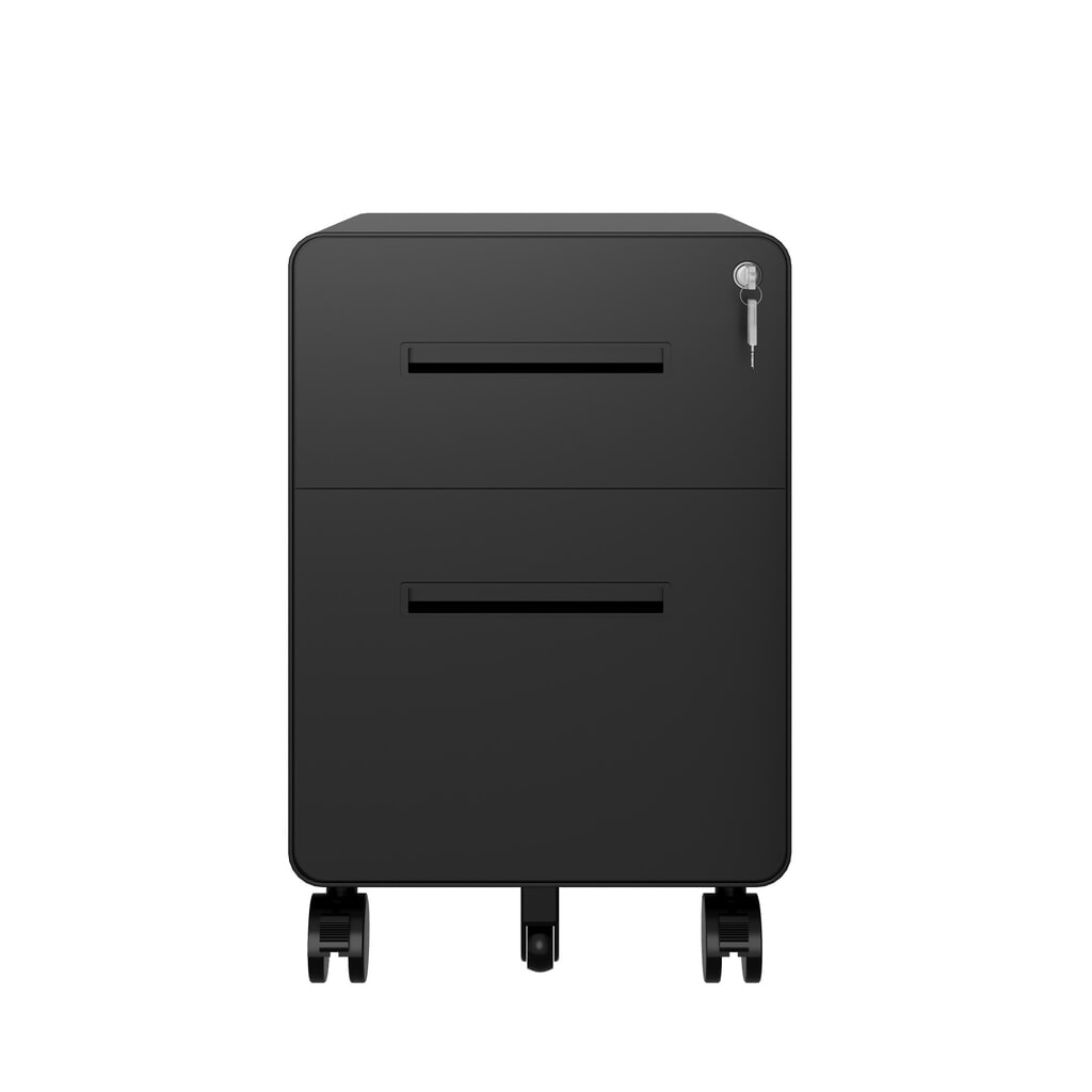 Produktabbildung Nr. 12: BISLEY Büromöbel-Set Easy Starter, elektrisch höhenverstellbarer Tisch 160 x 80 cm, schwarz, walnuss, Rollcontainer schwarz mit 1 Schublade + 1 Hängeregisterlade