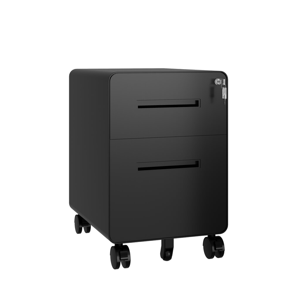 BISLEY Büromöbel-Set Easy Starter, elektrisch höhenverstellbarer Tisch 160 x 80 cm, schwarz, walnuss, Rollcontainer schwarz mit 1 Schublade + 1 Hängeregisterlade Produktabbildung Nr. 13: BISLEY Büromöbel-Set Easy Starter, elektrisch höhenverstellbarer Tisch 160 x 80 cm, schwarz, walnuss, Rollcontainer schwarz mit 1 Schublade + 1 Hängeregisterlade