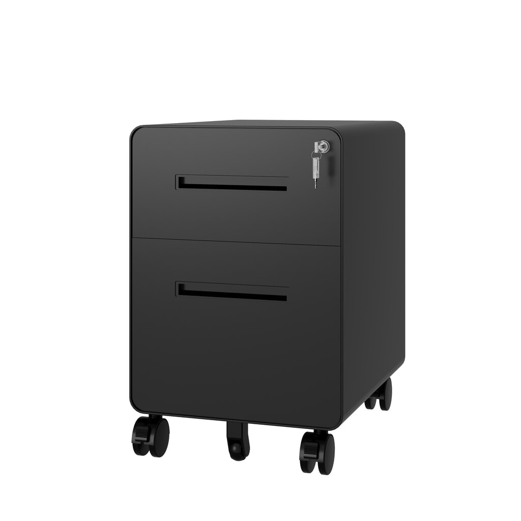 Produktabbildung Nr. 14: BISLEY Büromöbel-Set Easy Starter, elektrisch höhenverstellbarer Tisch 160 x 80 cm, schwarz, walnuss, Rollcontainer schwarz mit 1 Schublade + 1 Hängeregisterlade