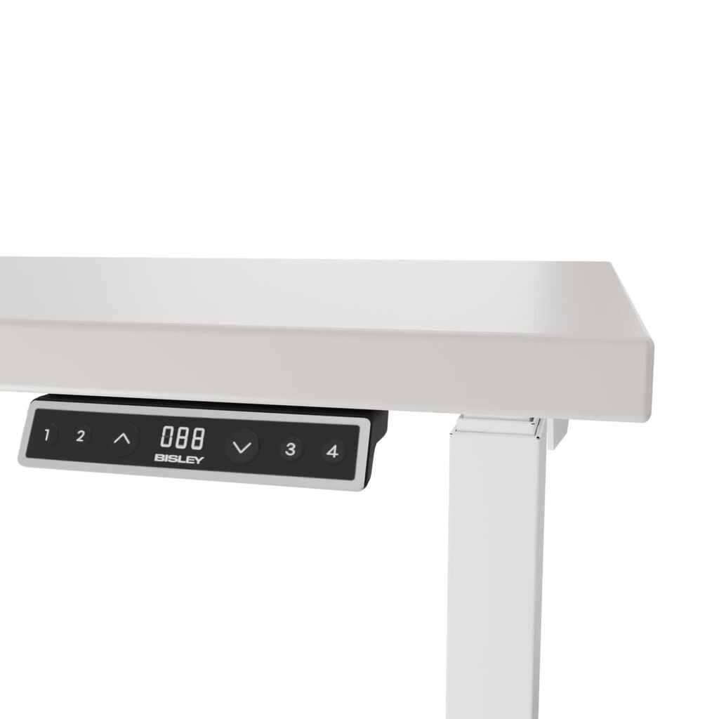 BISLEY Schreibtisch E-WonderTech, elektrisch höhenverstellbar, 160 x 80 cm, weiß, grau Produktabbildung Nr. 2: BISLEY Schreibtisch E-WonderTech, elektrisch höhenverstellbar, 160 x 80 cm, weiß, grau