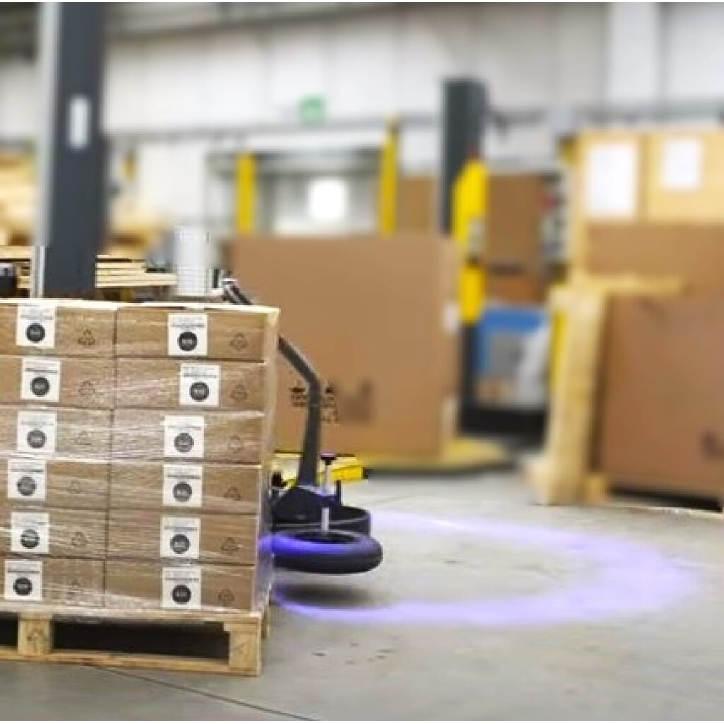 Blaues Spotlight und Stopp-Restart-Automatik mittels Scanner für SIAT Stretchroboter BeeWrap+ Produktabbildung: Blaues Spotlight und Stopp-Restart-Automatik mittels Scanner für SIAT Stretchroboter BeeWrap+