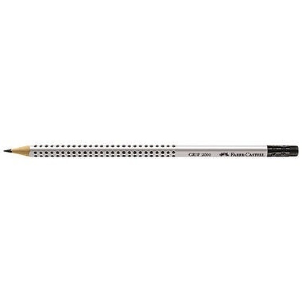 Produktabbildung: Faber-Castell Bleistift GRIP 2001 117201 mit Radierer B silbergrau