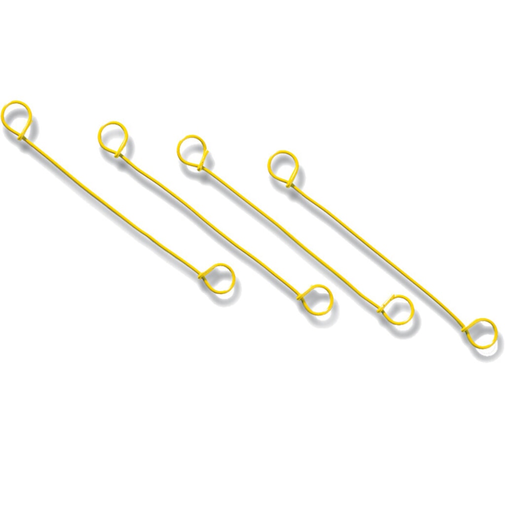 Produktabbildung: Blitzbinder, 12 cm lang, gelb, aus Draht, 1 VE = 5000 Stk