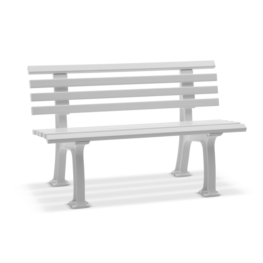 Blome Sitzbank Bern, Länge 1.200 mm, 2-füßig, weiß Produktabbildung: Blome Sitzbank Bern, Länge 1.200 mm, 2-füßig, weiß
