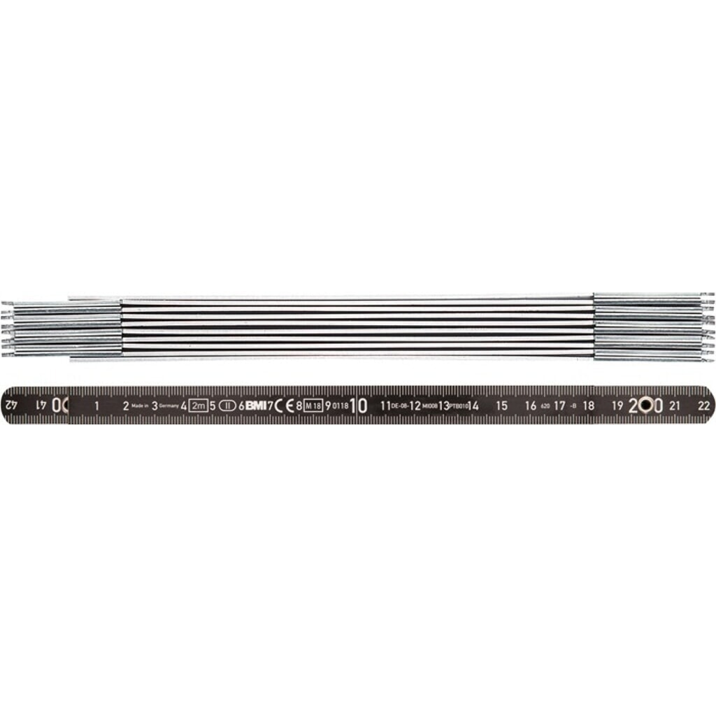 BMI Gliedermaßstab, mm/cm EG II, Länge 2 m Breite 14 mm, Aluminium schwarz Produktabbildung: BMI Gliedermaßstab, mm/cm EG II, Länge 2 m Breite 14 mm, Aluminium schwarz